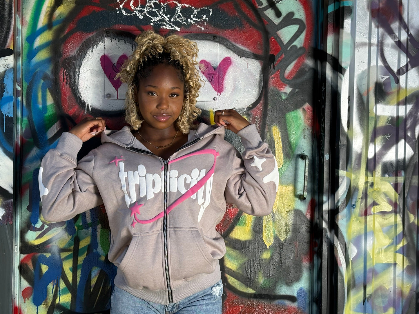 White n' Pink Triplicity Hoodie